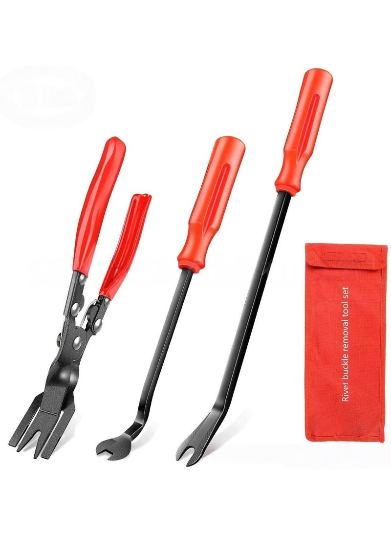 3 Pcs Clip Pliers Set & Fastener Remover-Auto Upholstery Combo Repair Kit With Storage Bag - Image 1